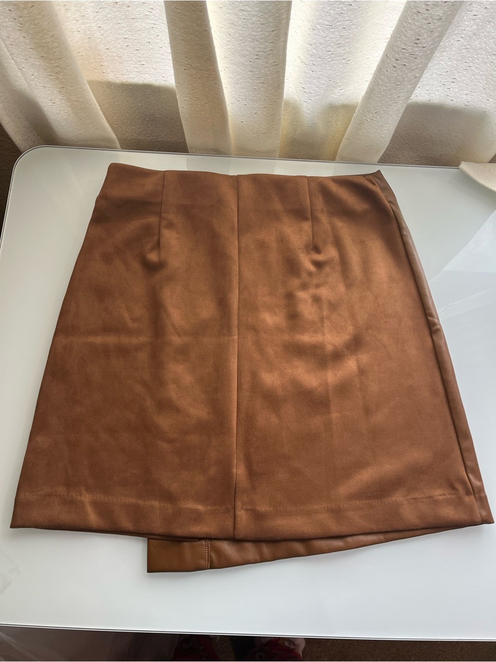 MARC NEW YORK ANDREW MARC BROWN FAUX LEATHER & SUEDE SKIRT Size Small - Picture 3 of 7